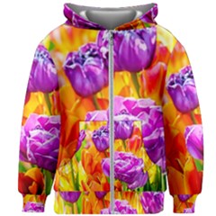 Tulip Flowers Kids Zipper Hoodie Without Drawstring