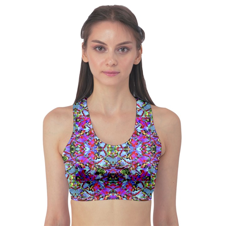 Multicolored Floral Collage Pattern 7200 Sports Bra