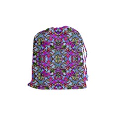 Multicolored Floral Collage Pattern 7200 Drawstring Pouches (medium)  by dflcprints