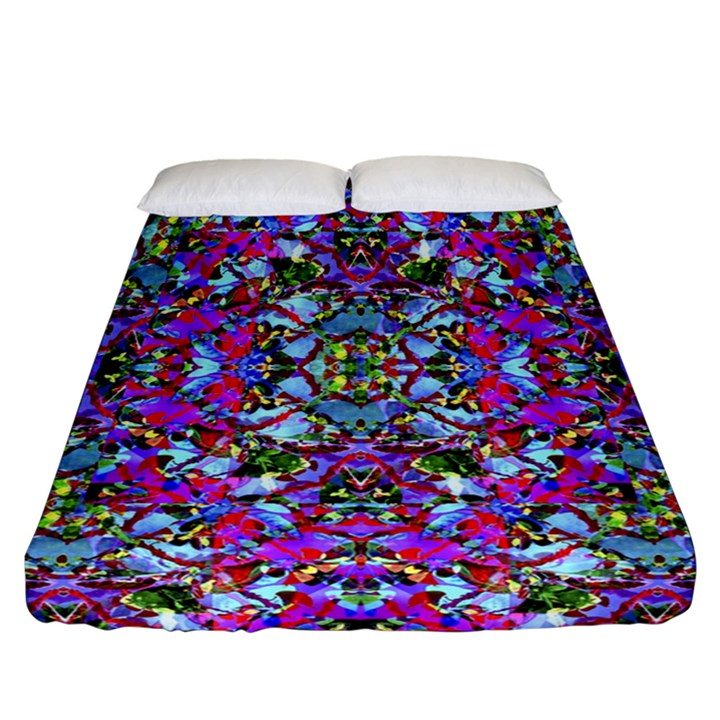 Multicolored Floral Collage Pattern 7200 Fitted Sheet (California King Size)