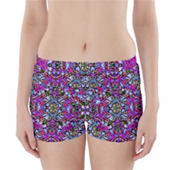 Multicolored Floral Collage Pattern 7200 Boyleg Bikini Wrap Bottoms by dflcprints