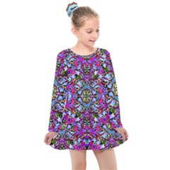 Multicolored Floral Collage Pattern 7200 Kids  Long Sleeve Dress by dflcprints