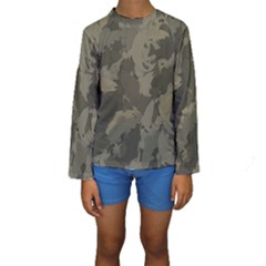 Country Boy Fishing Camouflage Pattern Kids  Long Sleeve Swimwear by Bigfootshirtshop