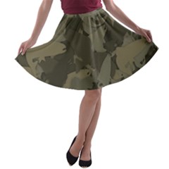 Country Boy Fishing Camouflage Pattern A-line Skater Skirt by Bigfootshirtshop