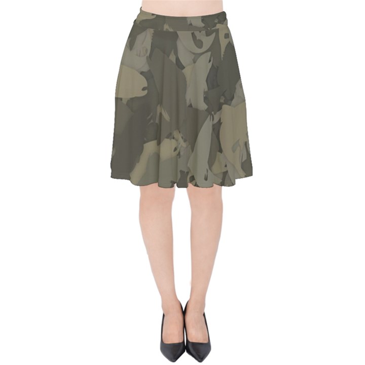 Country Boy Fishing Camouflage Pattern Velvet High Waist Skirt