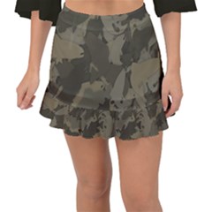 Country Boy Fishing Camouflage Pattern Fishtail Mini Chiffon Skirt by Bigfootshirtshop