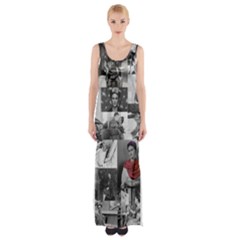 Frida Kahlo Pattern Maxi Thigh Split Dress