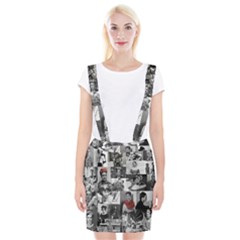 Frida Kahlo Pattern Braces Suspender Skirt by Valentinaart