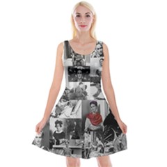 Frida Kahlo Pattern Reversible Velvet Sleeveless Dress by Valentinaart