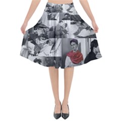 Frida Kahlo Pattern Flared Midi Skirt by Valentinaart