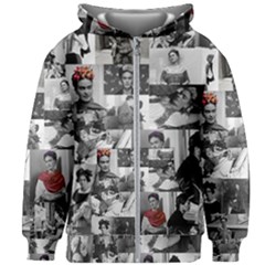 Frida Kahlo Pattern Kids Zipper Hoodie Without Drawstring by Valentinaart