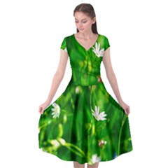 Inside The Grass Cap Sleeve Wrap Front Dress