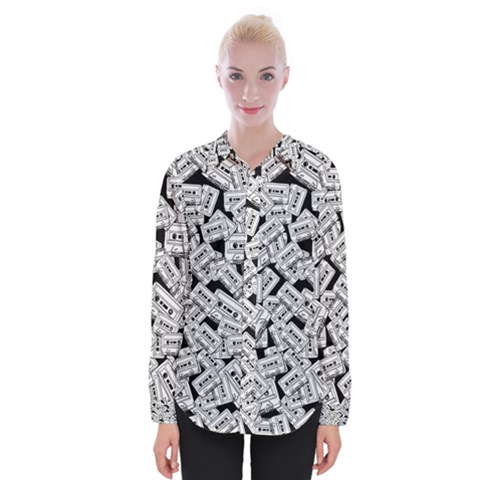 Audio Tape Pattern Womens Long Sleeve Shirt by Valentinaart