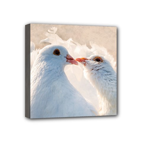 Doves In Love Mini Canvas 4  X 4  by FunnyCow