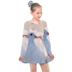 Doves In Love Kids  Long Sleeve Dress by FunnyCow