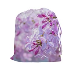 Pink Lilac Flowers Drawstring Pouches (xxl) by FunnyCow