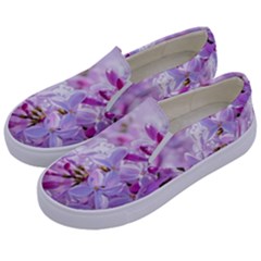 Pink Lilac Flowers Kids  Canvas Slip Ons by FunnyCow