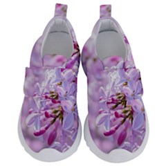 Pink Lilac Flowers Velcro Strap Shoes by FunnyCow