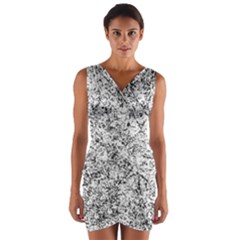 Willow Foliage Abstract Wrap Front Bodycon Dress