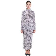 Willow Foliage Abstract Turtleneck Maxi Dress