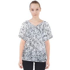 Willow Foliage Abstract V-neck Dolman Drape Top