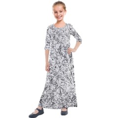 Willow Foliage Abstract Kids  Quarter Sleeve Maxi Dress by FunnyCow