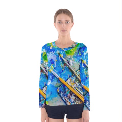 Artist Palette And Brushes Women s Long Sleeve Tee by FunnyCow