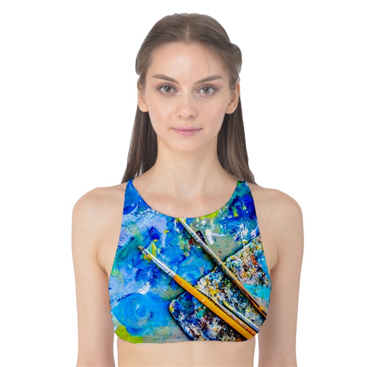 Artist Palette And Brushes Tank Bikini Top