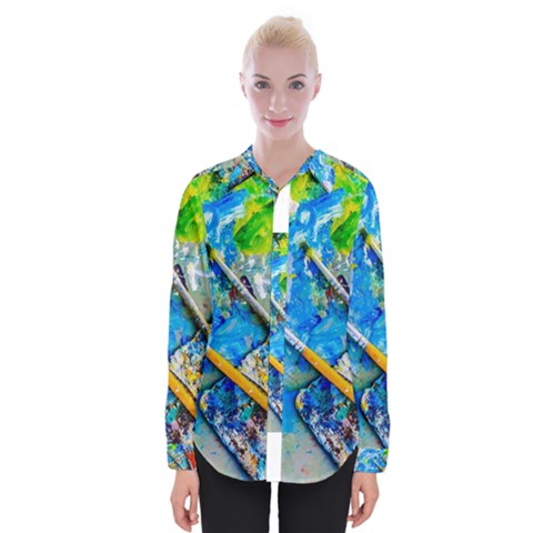 Artist Palette And Brushes Womens Long Sleeve Shirt by FunnyCow