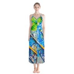 Artist Palette And Brushes Button Up Chiffon Maxi Dress by FunnyCow