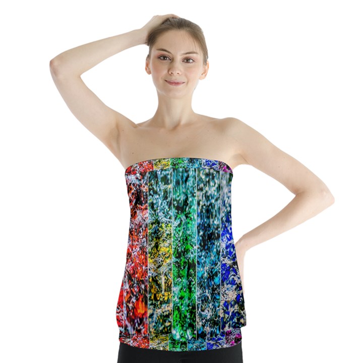 Abstract Of Colorful Water Strapless Top