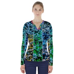 Abstract Of Colorful Water V-neck Long Sleeve Top by FunnyCow