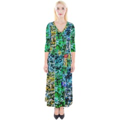 Abstract Of Colorful Water Quarter Sleeve Wrap Maxi Dress by FunnyCow