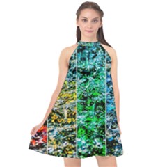 Abstract Of Colorful Water Halter Neckline Chiffon Dress  by FunnyCow