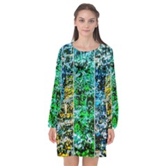 Abstract Of Colorful Water Long Sleeve Chiffon Shift Dress  by FunnyCow