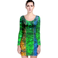 Rainbow Of Water Long Sleeve Velvet Bodycon Dress by FunnyCow