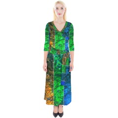 Rainbow Of Water Quarter Sleeve Wrap Maxi Dress by FunnyCow