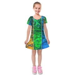 Rainbow Of Water Kids  Short Sleeve Velvet Dress by FunnyCow