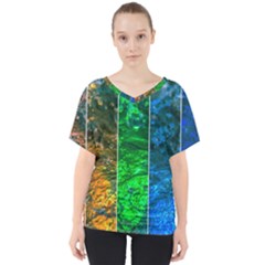 Rainbow Of Water V-neck Dolman Drape Top by FunnyCow