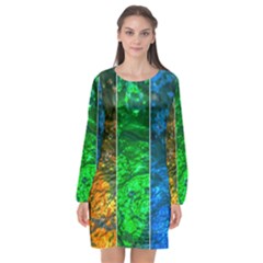 Rainbow Of Water Long Sleeve Chiffon Shift Dress  by FunnyCow