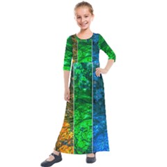 Rainbow Of Water Kids  Quarter Sleeve Maxi Dress by FunnyCow