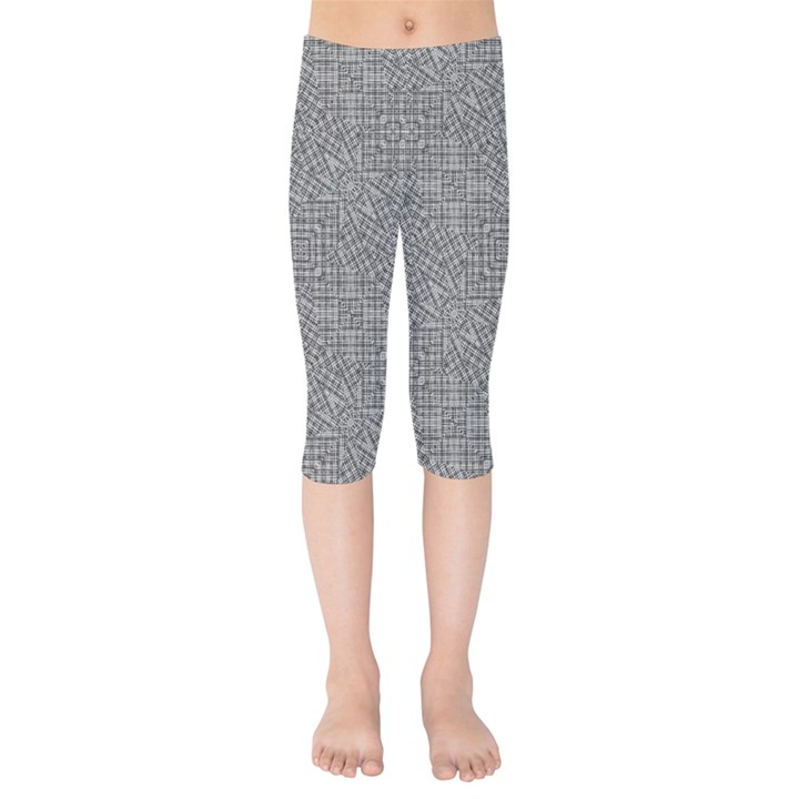 Linear Intricate Geometric Pattern Kids  Capri Leggings 