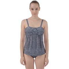 Linear Intricate Geometric Pattern Twist Front Tankini Set by dflcprints