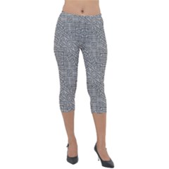 Linear Intricate Geometric Pattern Lightweight Velour Capri Leggings  by dflcprints