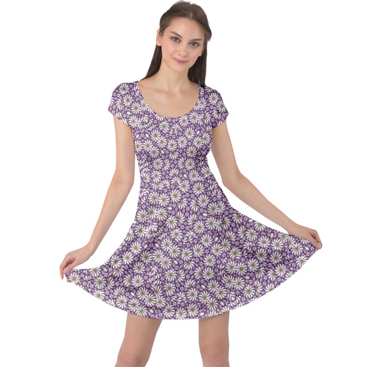 Ditsy Floral Pattern Cap Sleeve Dress