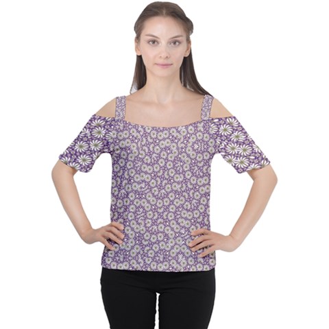 Ditsy Floral Pattern Cutout Shoulder Tee by dflcprints