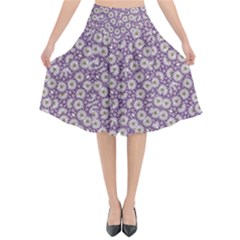 Ditsy Floral Pattern Flared Midi Skirt by dflcprints