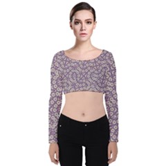 Ditsy Floral Pattern Velvet Crop Top