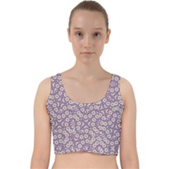 Ditsy Floral Pattern Velvet Racer Back Crop Top