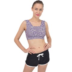 Ditsy Floral Pattern V-back Sports Bra